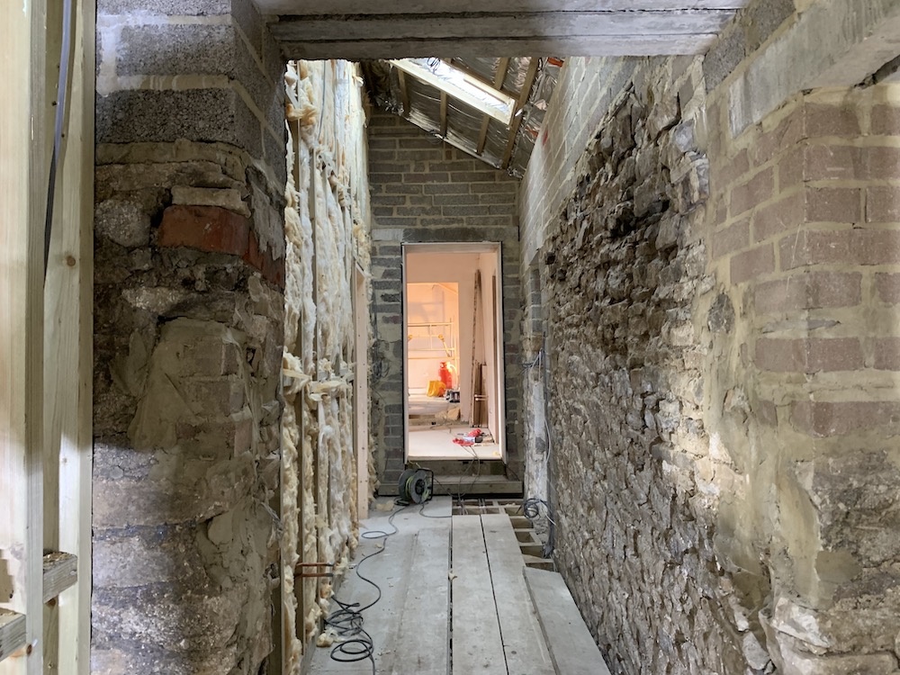 Raw Stone walls in a barn conversion.