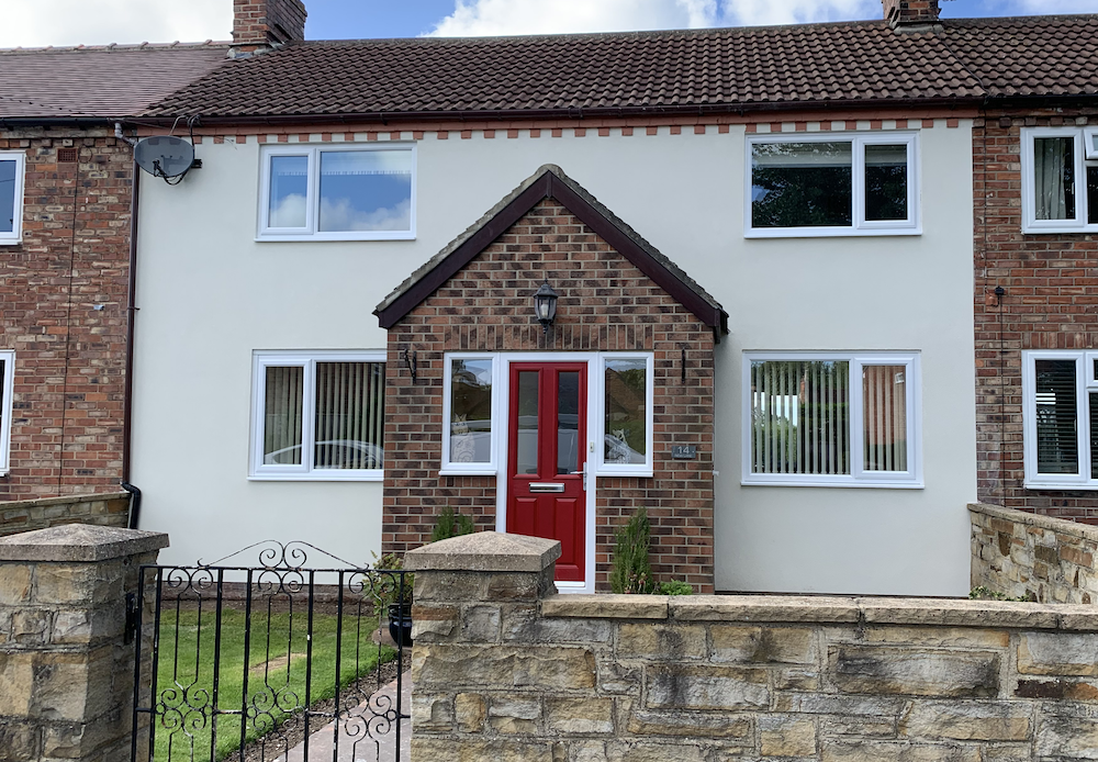 Rendering job in Neasham Village near Darlington, Co Durham.